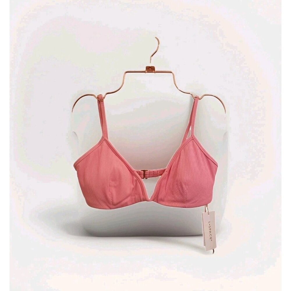 L*Space LSPACE Ribbed Helena Bikini Top Women's Size Medium in Guava Pink NWT